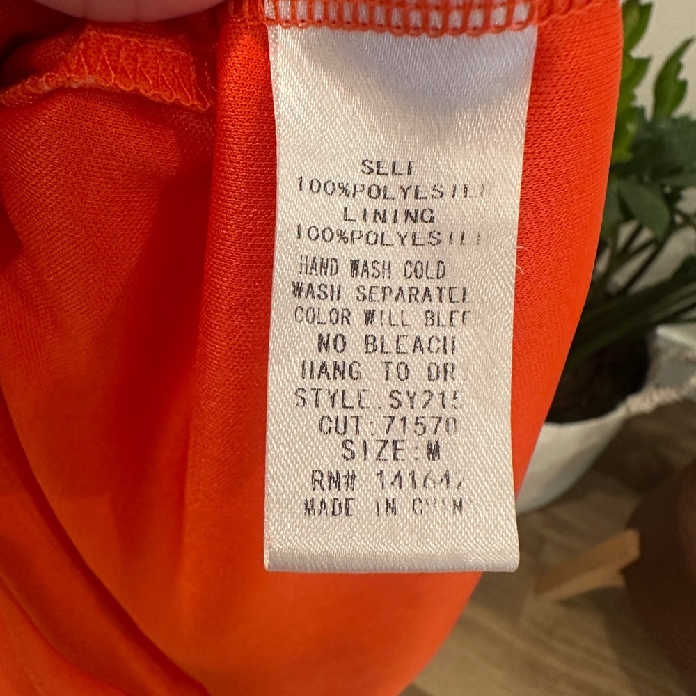 She + Sky Orange Maxi Dress High Waist Ruffle Hem Adjustable Straps Medium - Picture 7 of 7